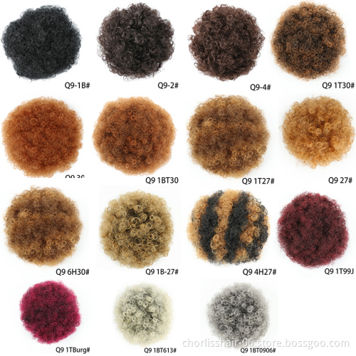 Wholesale Ombre Short Kinky Curly Afro Curly Hair Bun Drawstring 2Combs Puff Chignon Ponytail Hair Extension For Black Women